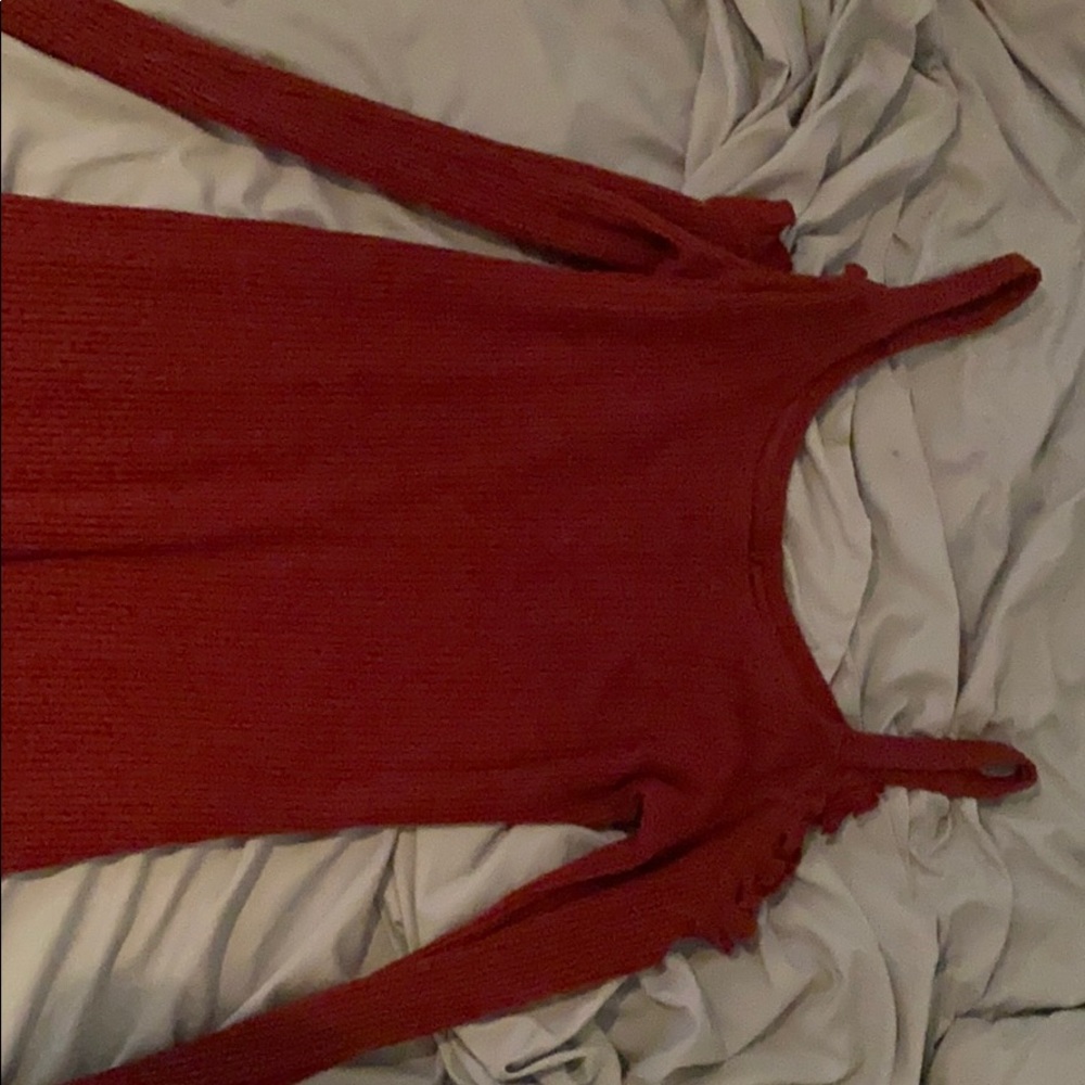 a maroon dress